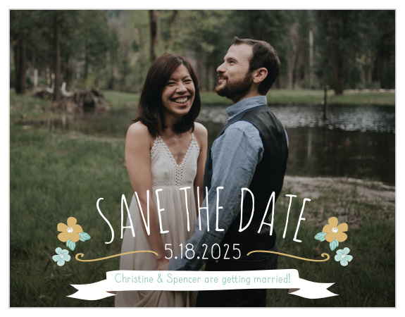 The Live and Love Foil Save-the-Date Cards as well as the rest of the foiled wedding suite are reminiscent of a fairy tale with it's enchanting illustrations, your loved ones won't want to miss out on the magic as you begin your happily ever after!