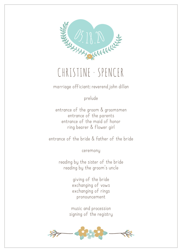 Live & Love Foil Wedding Programs