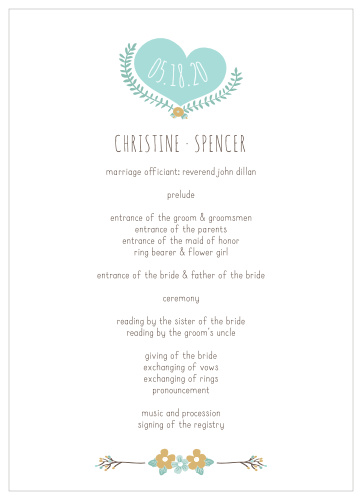 The Live and Love Foil Wedding Programs as well as the rest of the foiled wedding suite are reminiscent of a fairy tale with it's enchanting illustrations, your loved ones will hurry to RSVP so that they don't miss out on the magic as you begin your happily ever after!