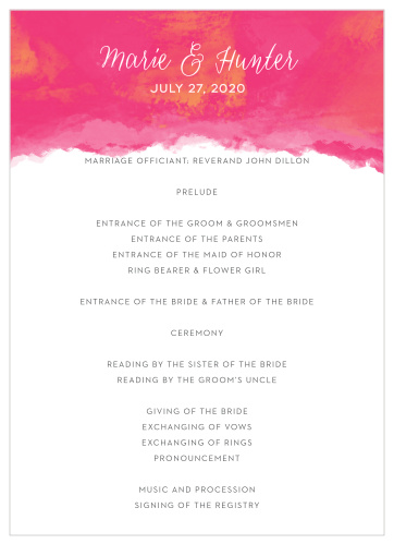 Splashy Watercolor Wedding Programs