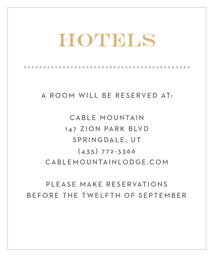 Modern Gold Foil Accommodation Cards