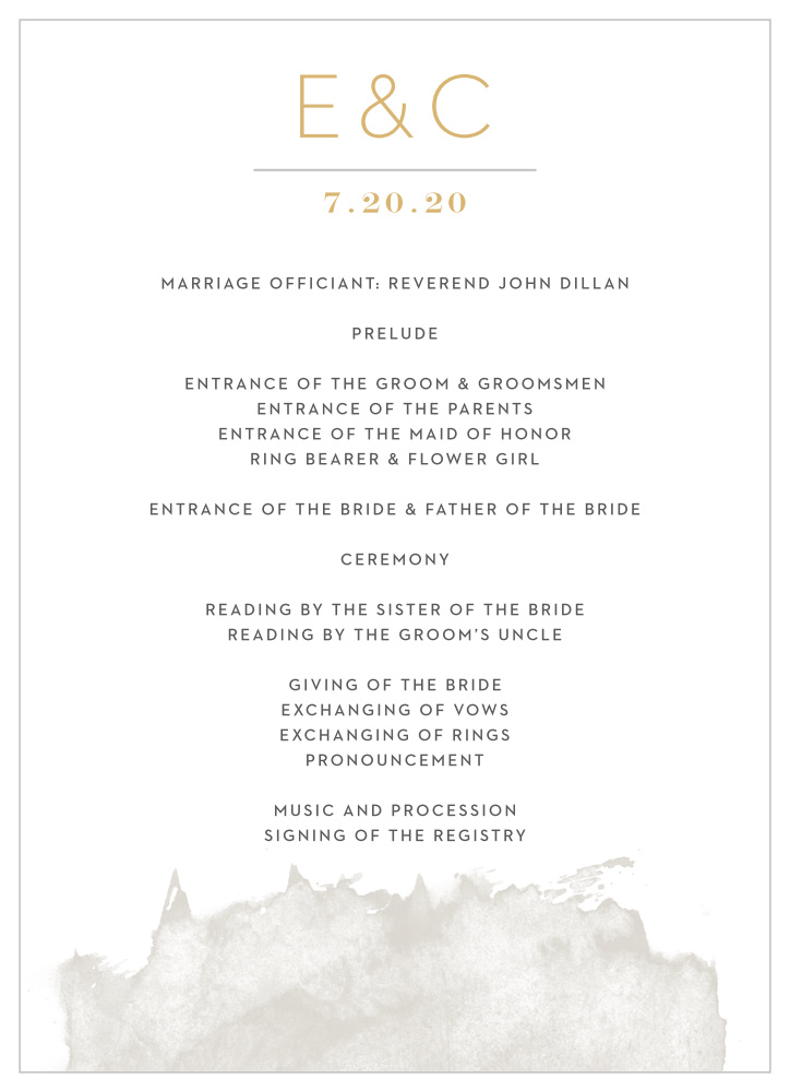 Modern Gold Foil Wedding Programs