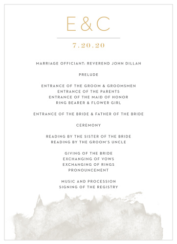 Guide your guests through each beautiful moment in your ceremony with our Modern Gold Foil Wedding Programs.