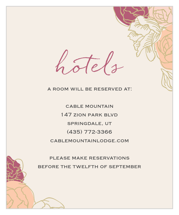 Elegant Blooms Accommodation Cards