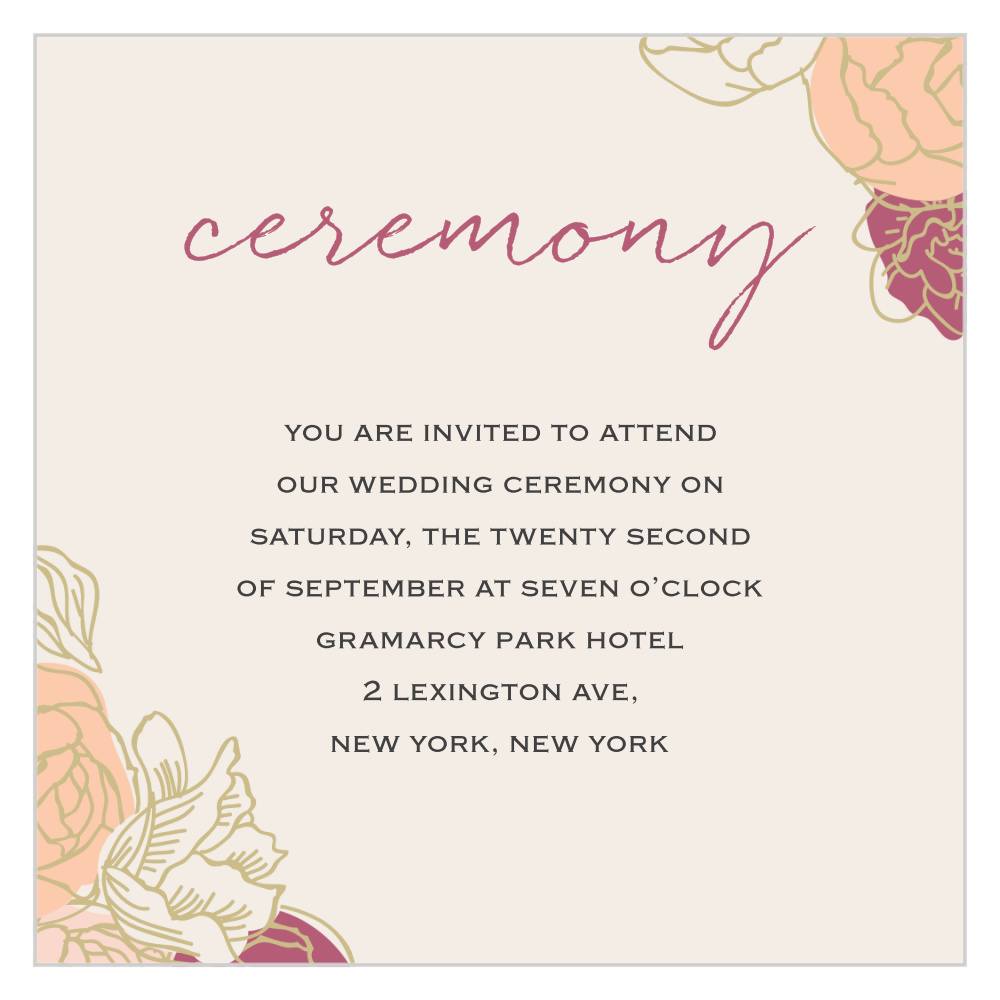 Elegant Blooms Ceremony Cards