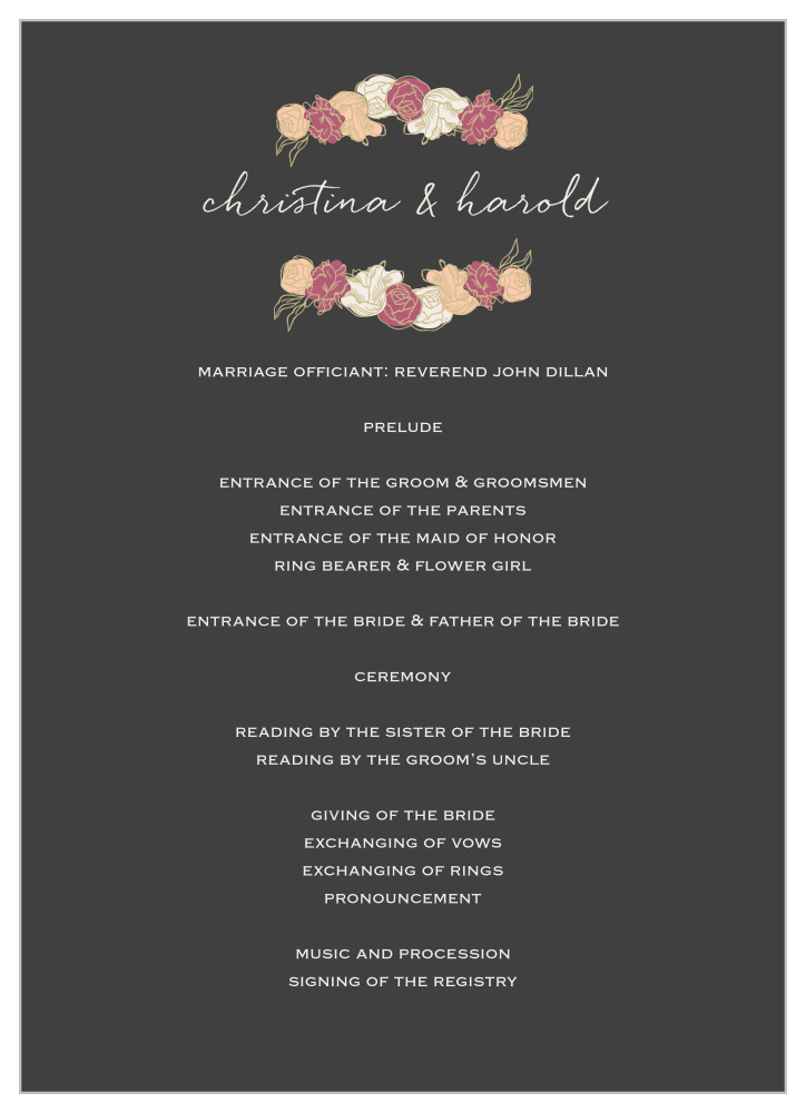 Elegant Blooms Wedding Programs