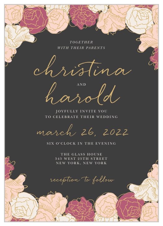 Elegant Blooms Foil Wedding Invitations