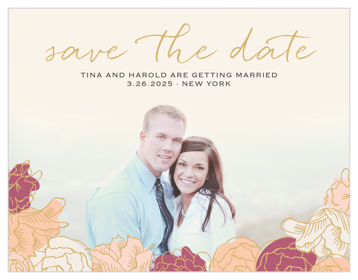 Elegant Blooms Foil Save the Date Magnets
