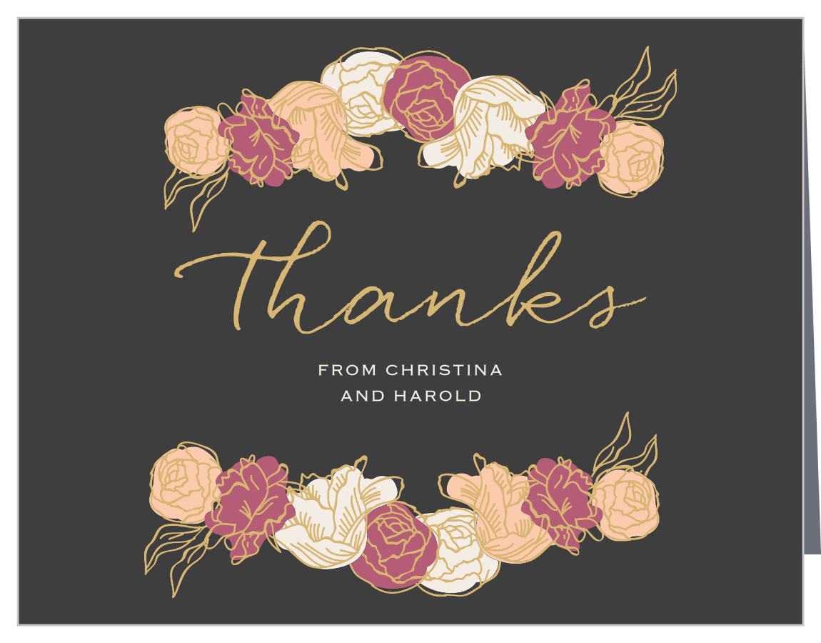 Elegant Blooms Foil Wedding Thank You Cards
