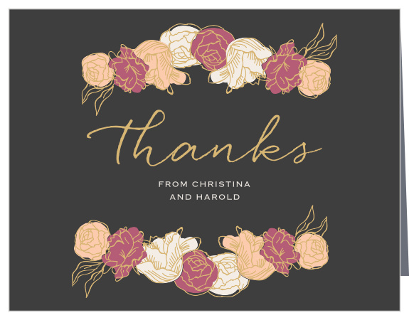Elegant Blooms Foil Wedding Thank You Cards