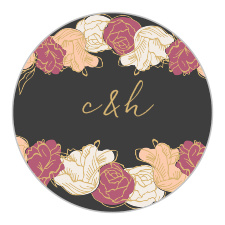 Stunning, multi-colored, rose blooms with gold foiled accents adorn the Elegant Blooms Foil Wedding Stickers. 
