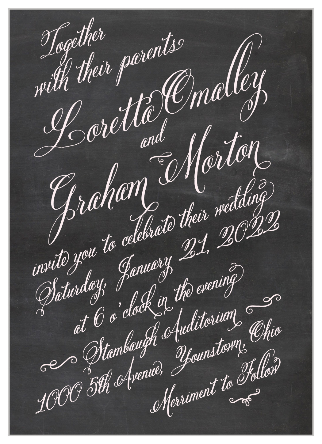 Elegant Chalkboard Wedding Invitations