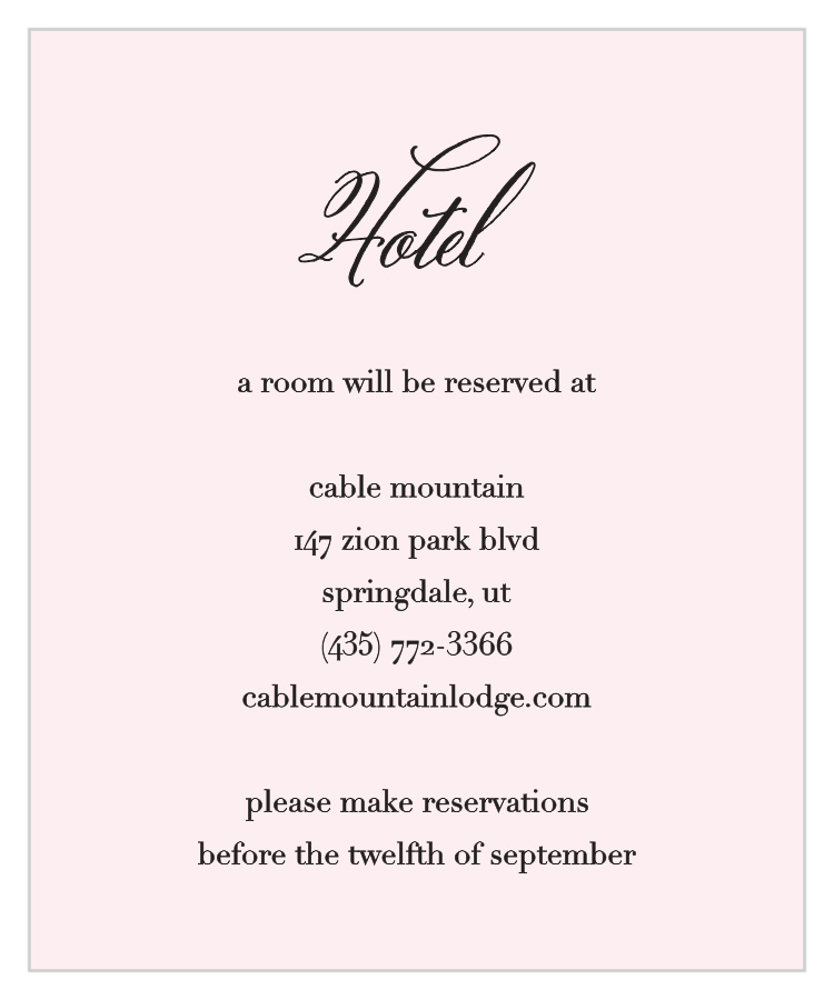Elegant Chalkboard Accommodation Cards