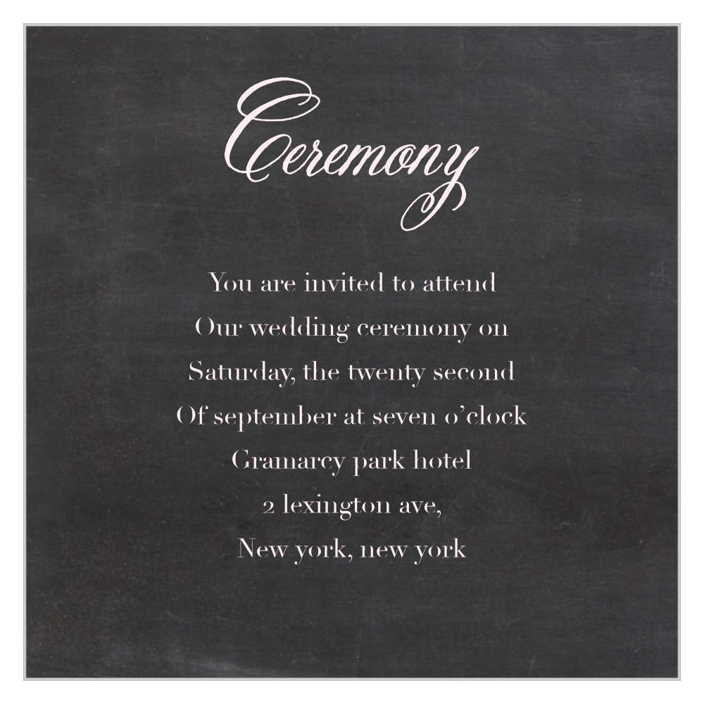 Elegant Chalkboard Ceremony Cards