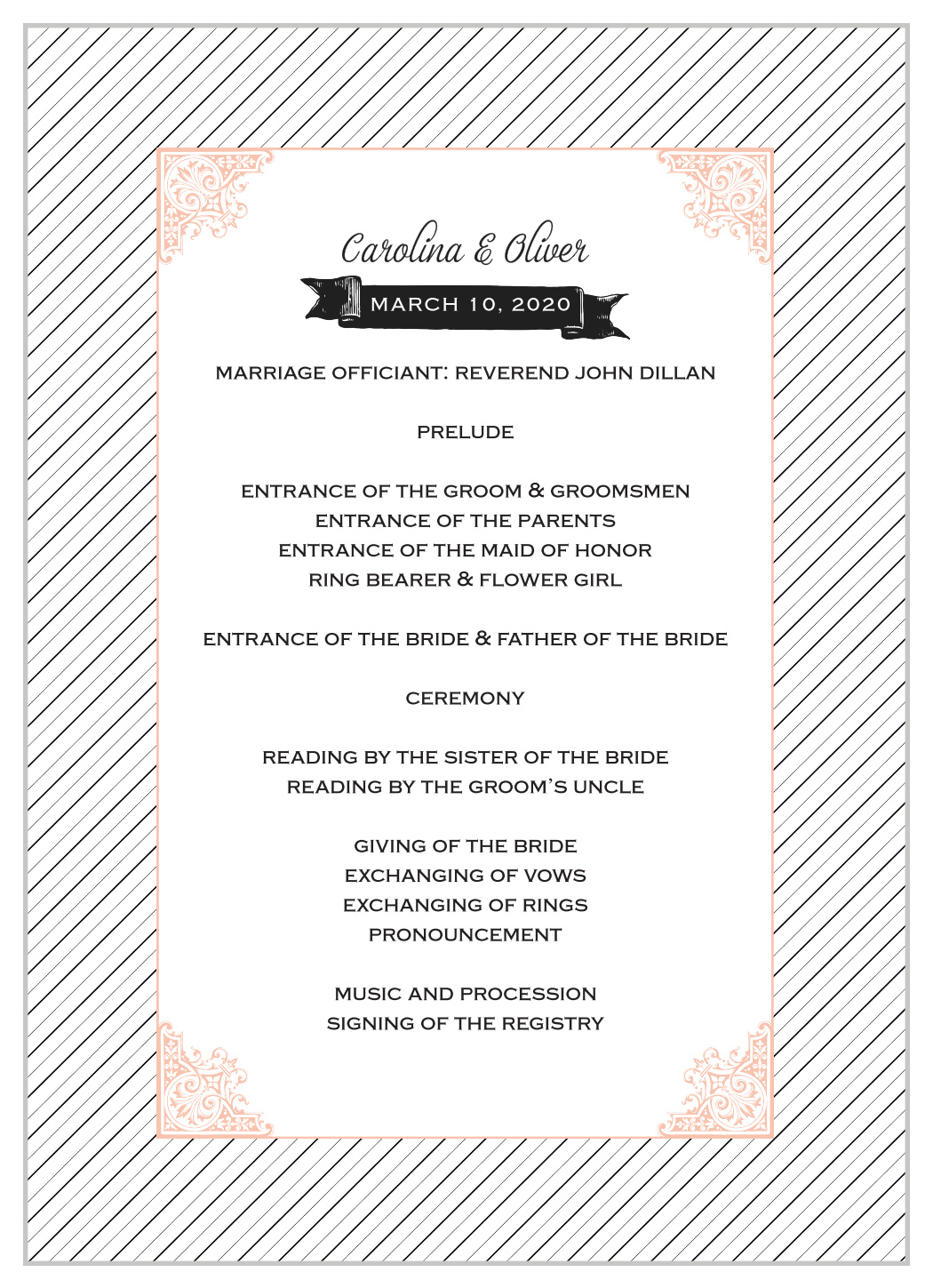 Fine Line Wedding Programs