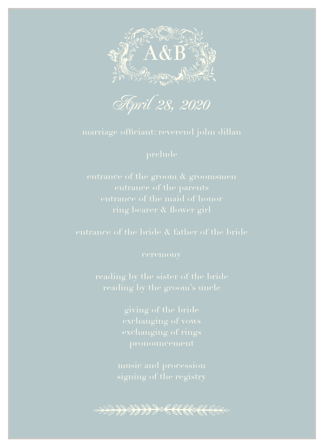 In Cursive Wedding Programs