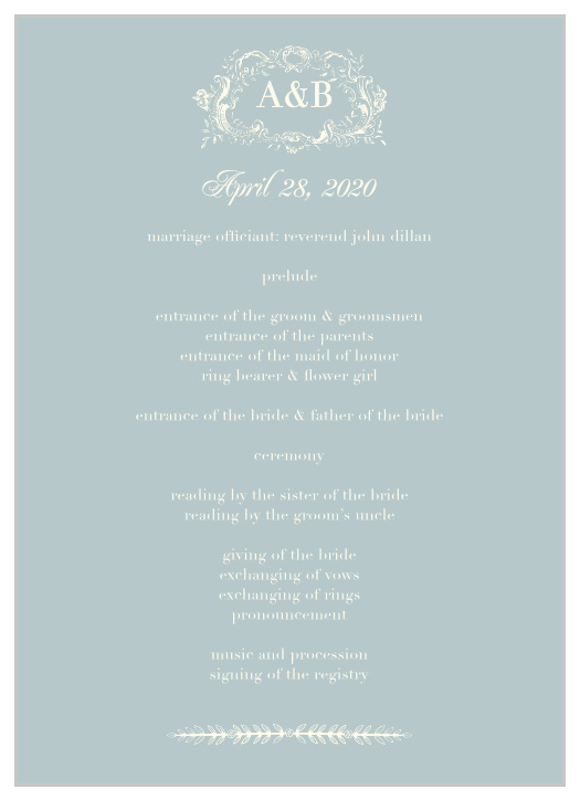 In Cursive Wedding Programs