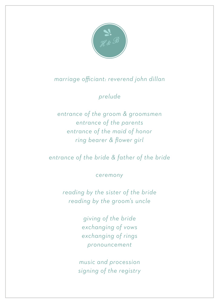 Fresh Breeze Wedding Programs