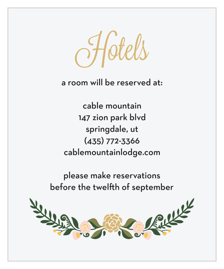 Laurel Crown Foil Accommodation Cards