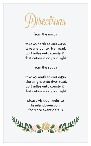 Laurel Crown Foil Direction Cards