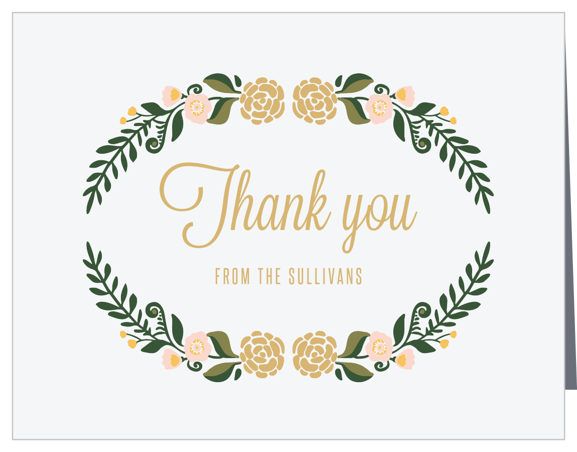 Laurel Crown Foil Wedding Thank You Cards