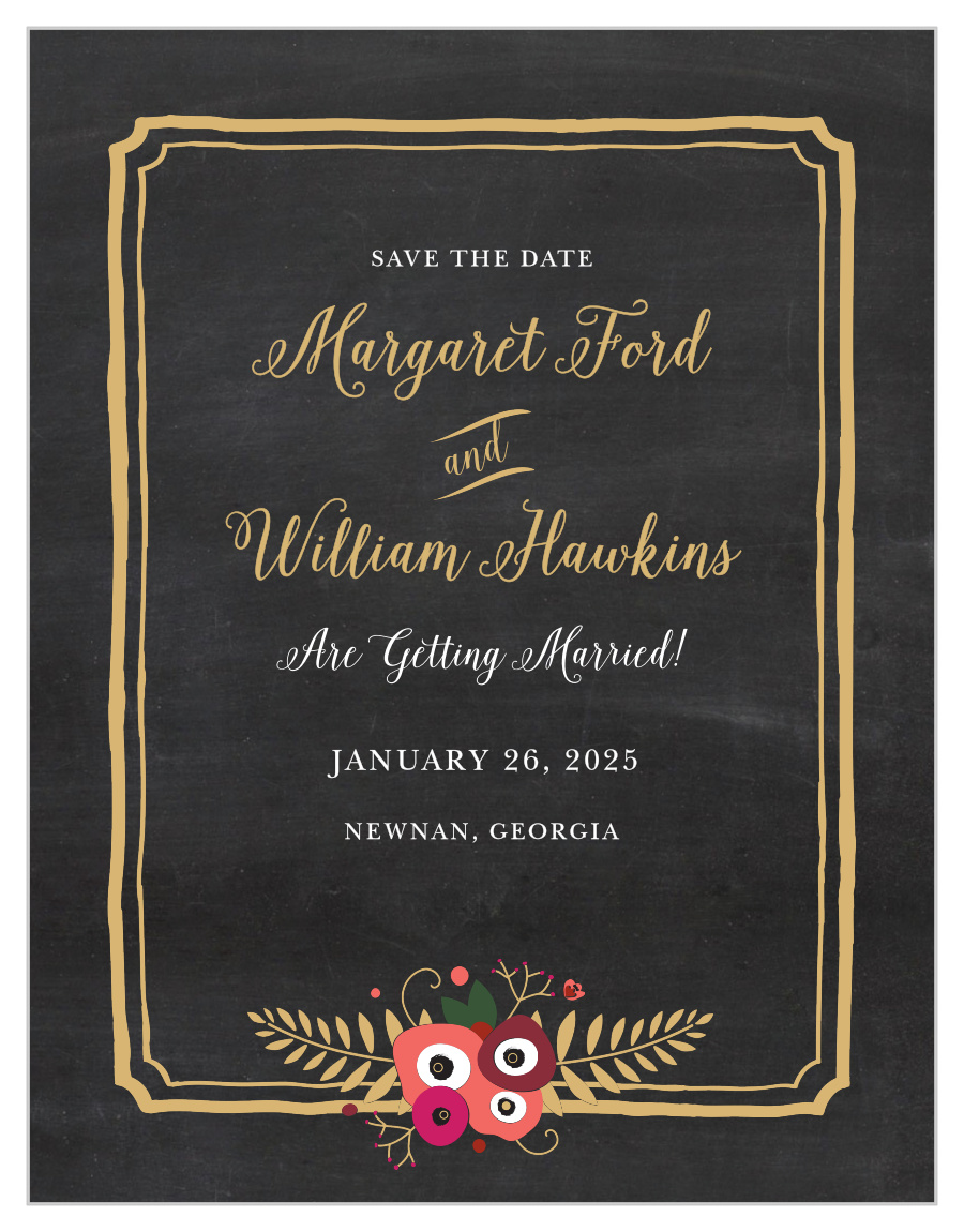 Chalkboard Blossom Foil Save the Date Magnets