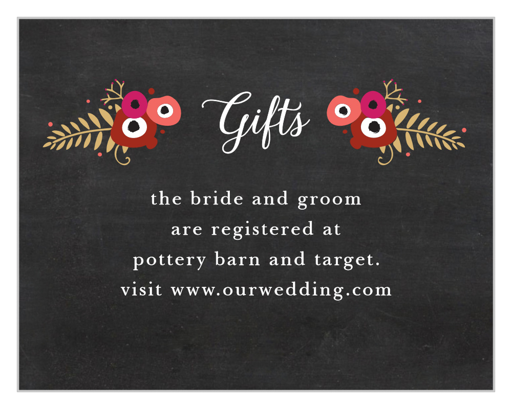 Chalkboard Blossom Foil Registry Cards