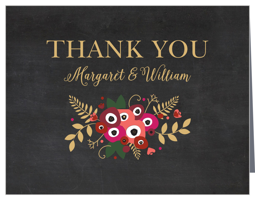 Chalkboard Blossom Foil Wedding Thank You Cards