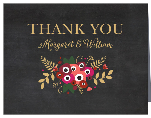 Chalkboard Blossom Foil Wedding Thank You Cards