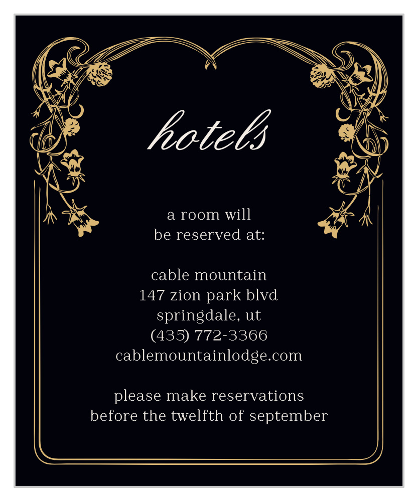 Floral Nouveau Foil Accommodation Cards