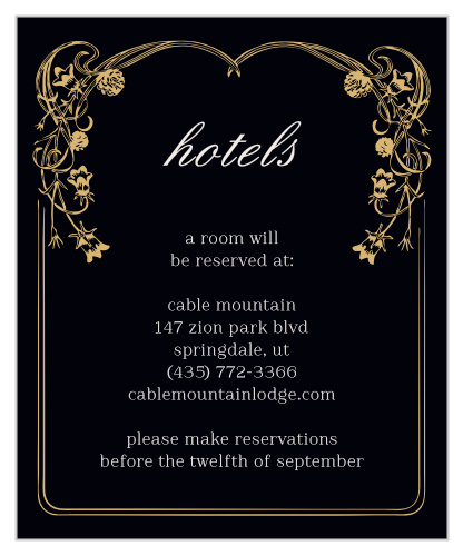 Floral Nouveau Foil Accommodation Cards