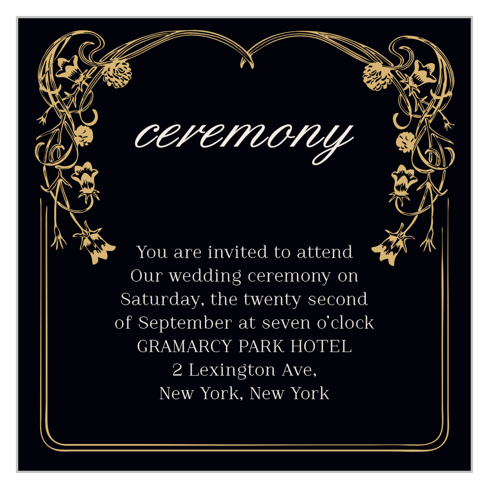 Floral Nouveau Foil Ceremony Cards