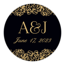With a victorian-esque, gold foiled, floral frame set against against a rich black background, the Floral Nouveau Foil Wedding Stickers are a classic choice to represent your wedding day! 