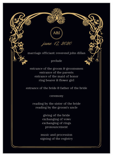 Floral Nouveau Foil Wedding Programs