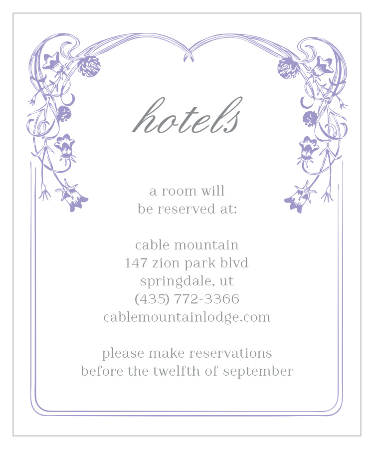 Floral Nouveau Accommodation Cards