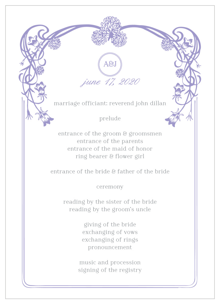 Floral Nouveau Wedding Programs