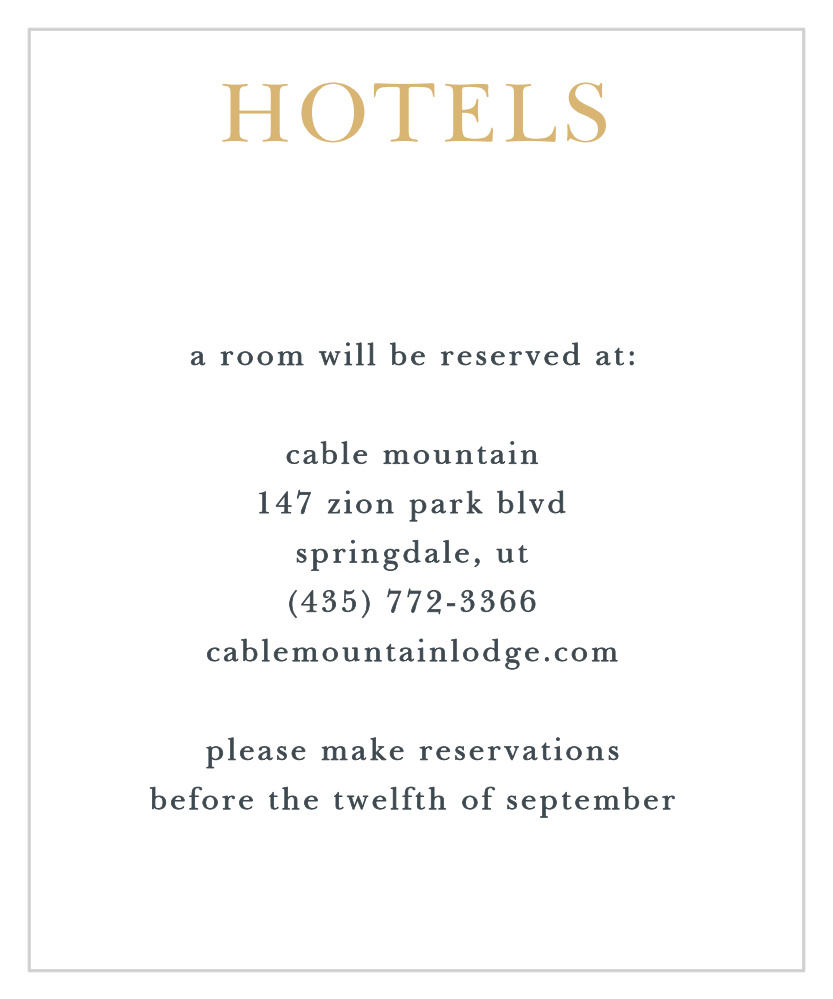 Love Script Foil Accommodation Cards