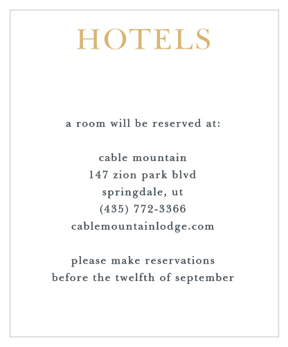 Love Script Foil Accommodation Cards