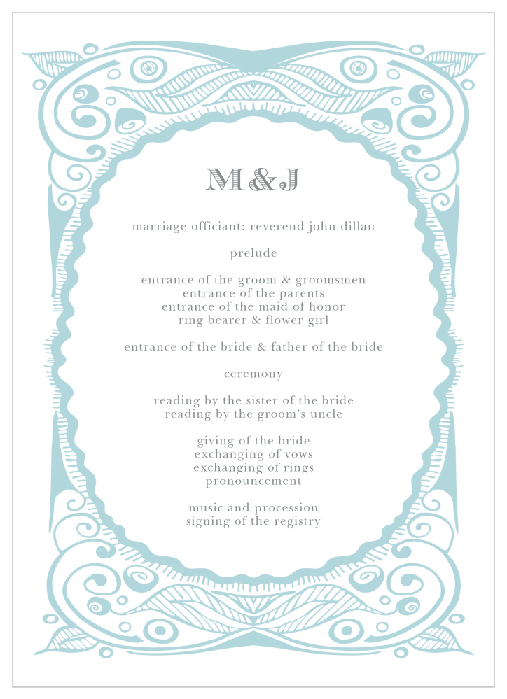 Hand Drawn Frame Wedding Programs