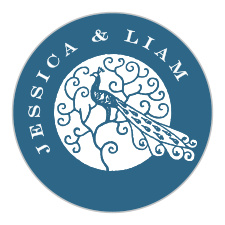 The Elegant Frame Wedding Stickers feature your names encircling a lovely emblem featuring an embellished illustration of a peacock. 