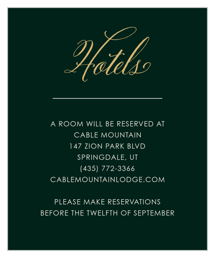 Elegant Frame Foil Accommodation Cards