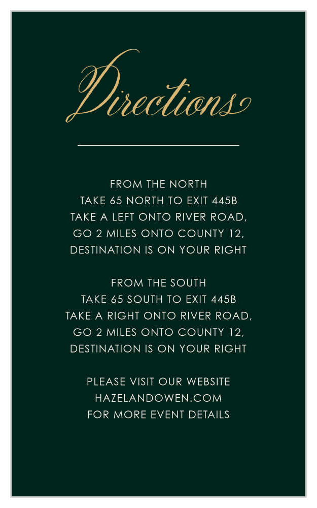 Elegant Frame Foil Direction Cards