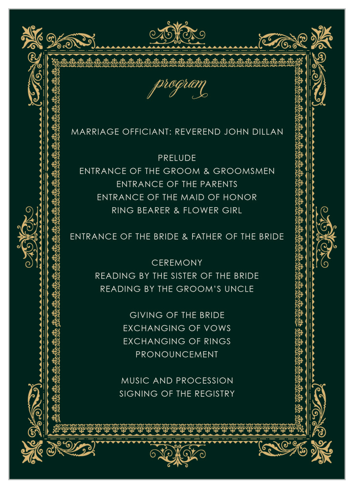 Elegant Frame Foil Wedding Programs