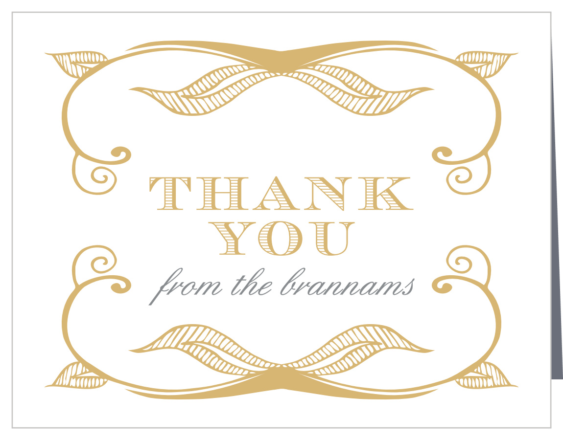 Hand Drawn Frame Foil Wedding Thank You Cards
