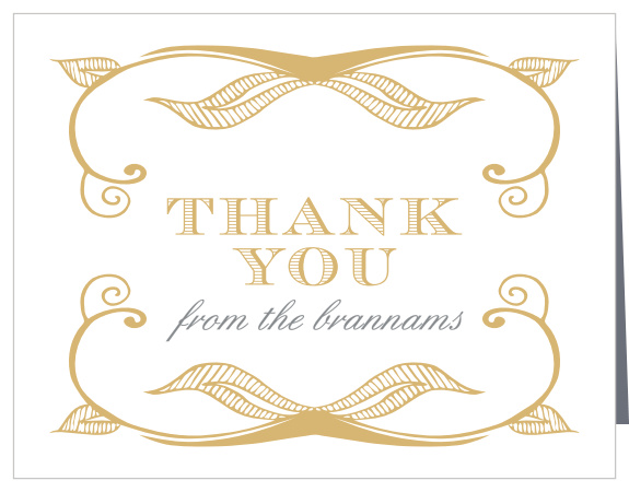 Hand Drawn Frame Foil Wedding Thank You Cards
