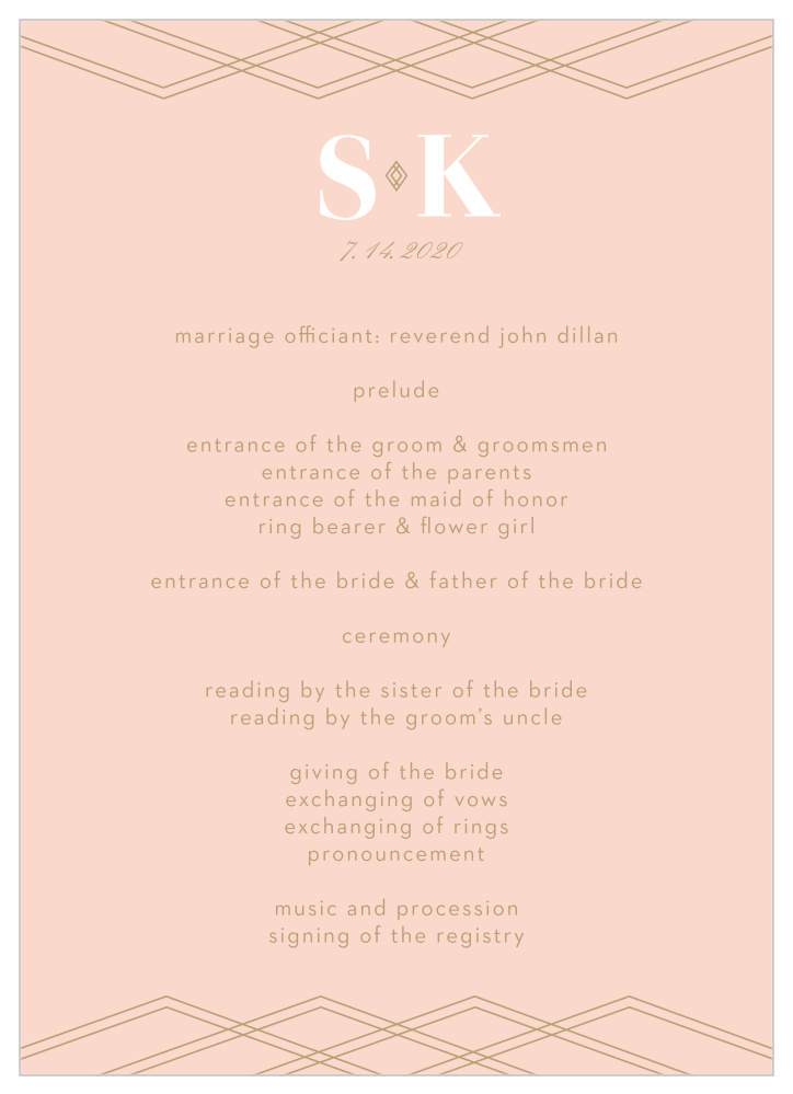 Deco Glam Wedding Programs