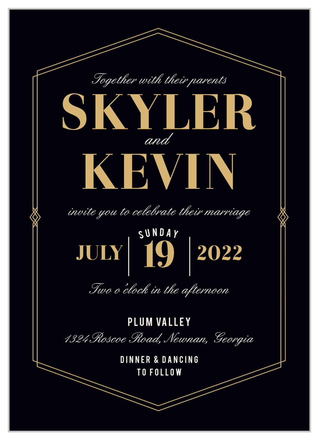 Deco Glam Foil Wedding Invitations