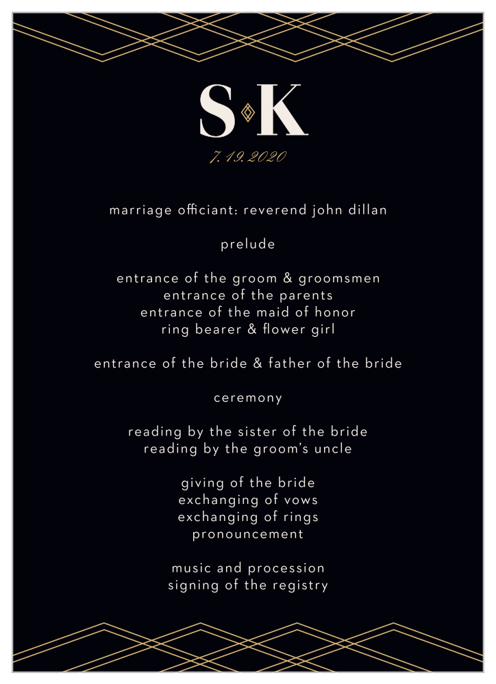 Deco Glam Foil Wedding Programs