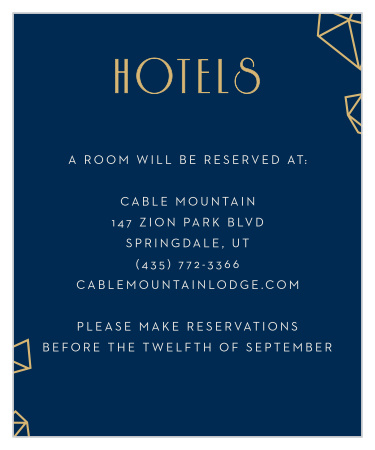 Modern Deco Foil Accommodation Cards