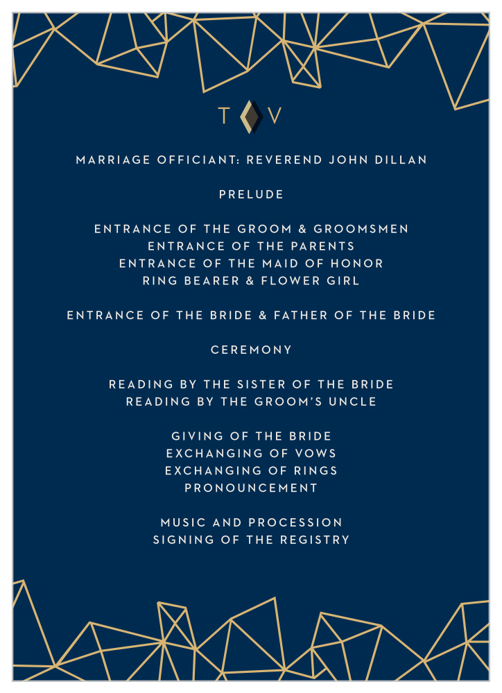 Modern Deco Foil Wedding Programs